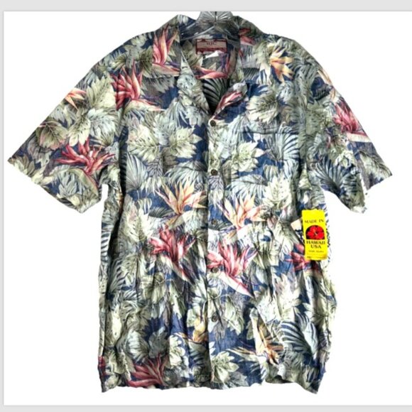 RJC Shirt Adult Large Hawaiian Made in Hawaii Floral Camp Tropical USA 103C New - Picture 1 of 12